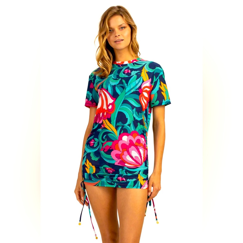 Trina Turk India Garden Cinch skirt shirt dress Large